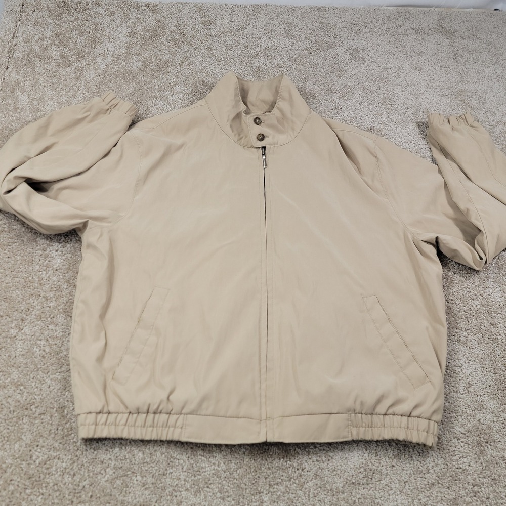 London Fog Mens XL Tan Harrington Jacket Full Zip Water Repellent Windbreaker
